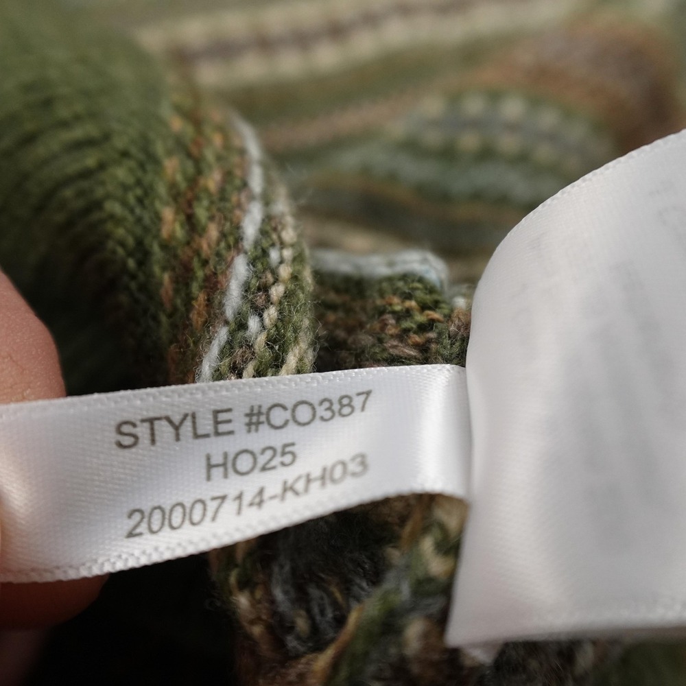 NEW J Crew Sweater Mens L Green Fair Isle Lambswool Crewneck Knit Pullover Cozy - Picture 10 of 13